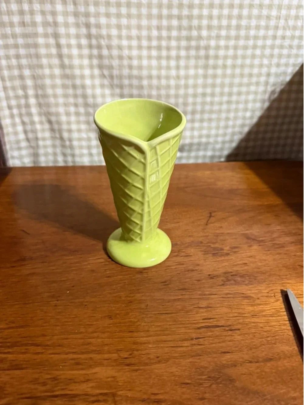 Trisa Green Ceramic Waffle Cone Ice Cream Sundae Cup
